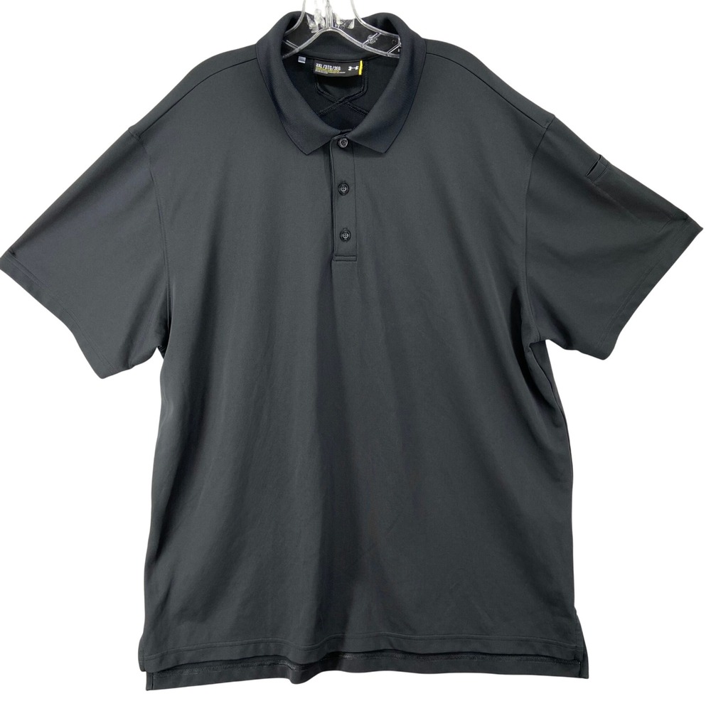Under Armour‎ Polo Shirt Mens 3XL HeatGear Loose Fit Black Golf Athletic